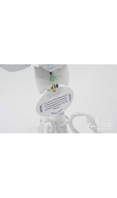 Lumanare de botez personalizata cu ramuri de maslin si porumbel 9